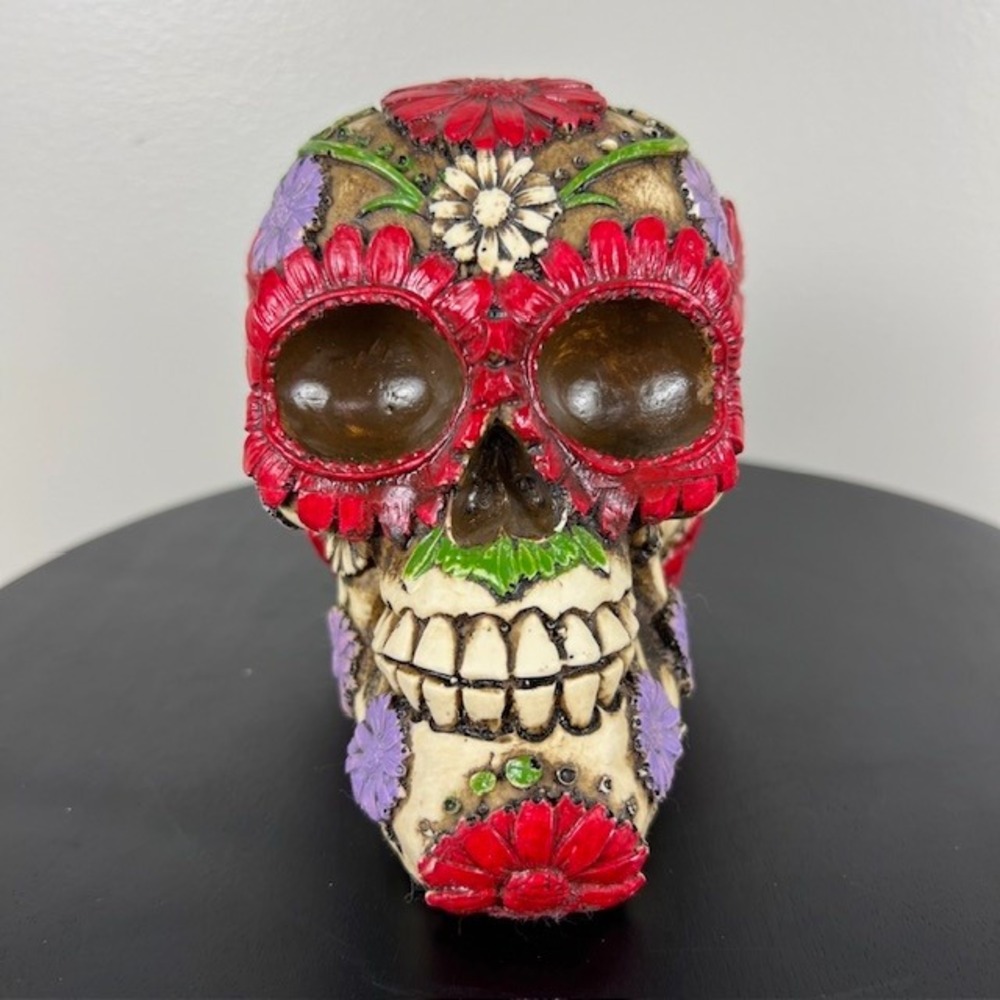 Day of The‎ Dead Bright Floral Blooms Sugar Skull Mexico - Picture 2 of 16